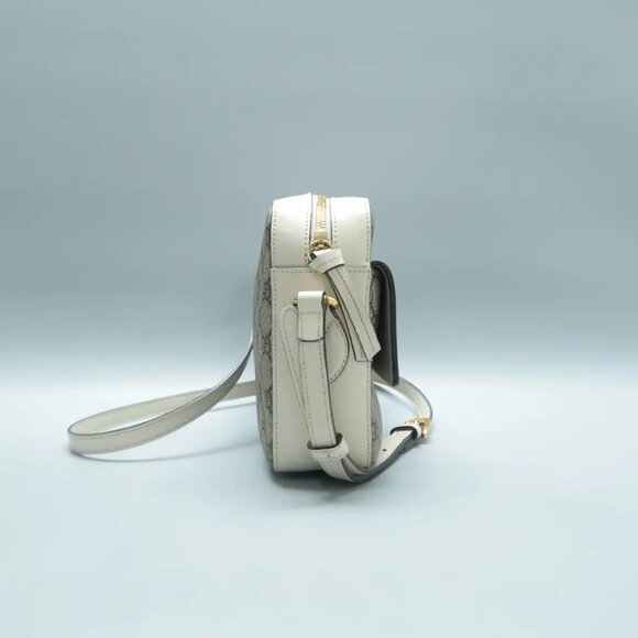 100% Authentic GUCCI Horsebit 1955 Brown&White Canvas Shoulder Bag 945-12524 - Picture 4 of 12